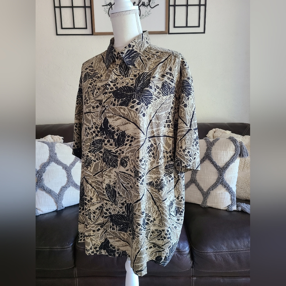 Axis LA Men’s 100%‎ Silk Tropical Hawaiian Short Sleeve Button Up Shirt Size L - Picture 3 of 11